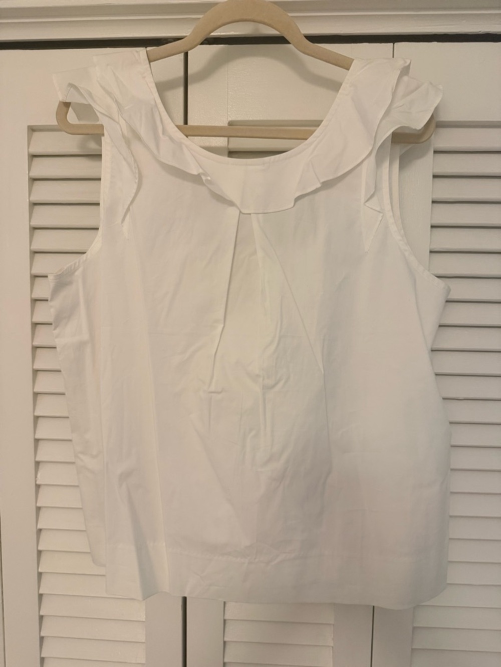 J. Crew White Ruffle Sleeveless Women's Top